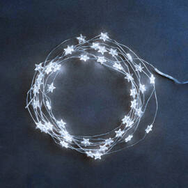 Tündérfény csillag dekorfüzér 25 db hideg fehér fényű LED, elemes 01