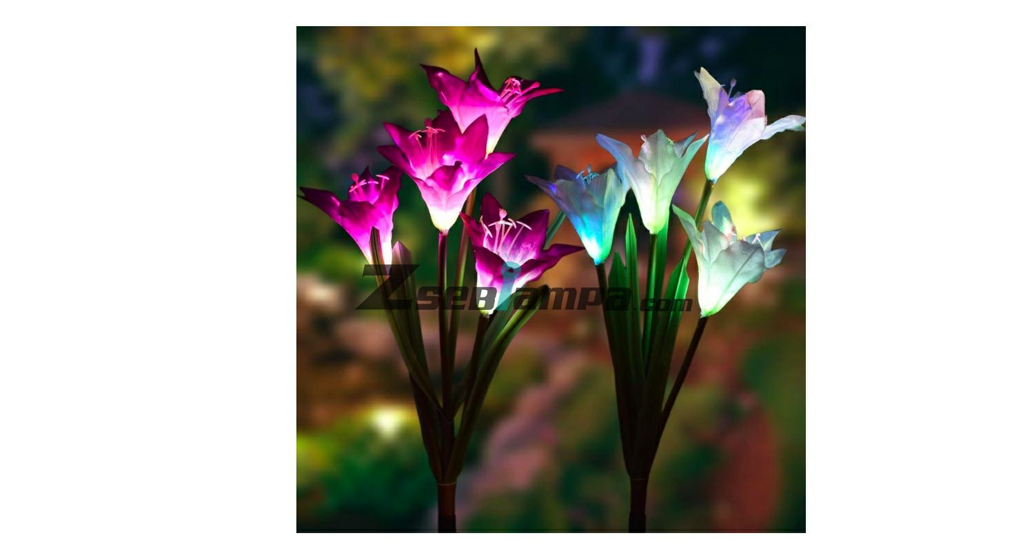 Lily földbe szúrható napelemes kerti lámpa, kék 01