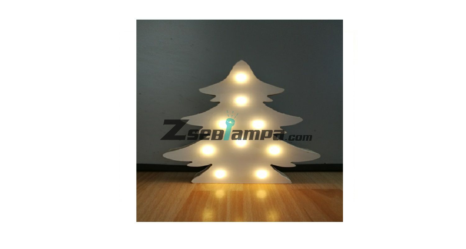 Fenyőfa formájú fa karácsonyi dekoráció, LED világítással 01