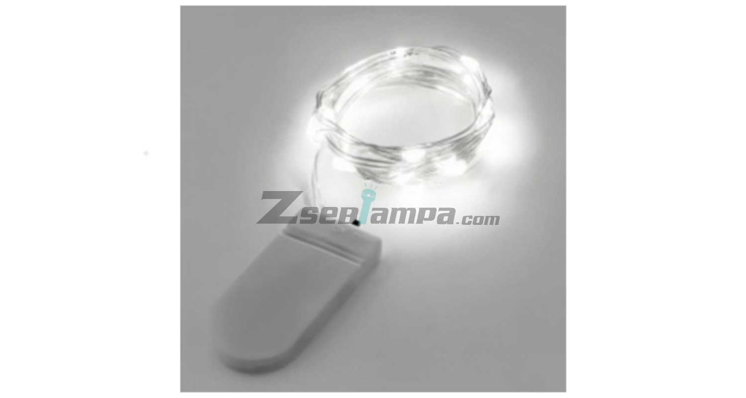 Tündérfény dekorfüzér 20 db hideg fehér fényű LED, elemes 01