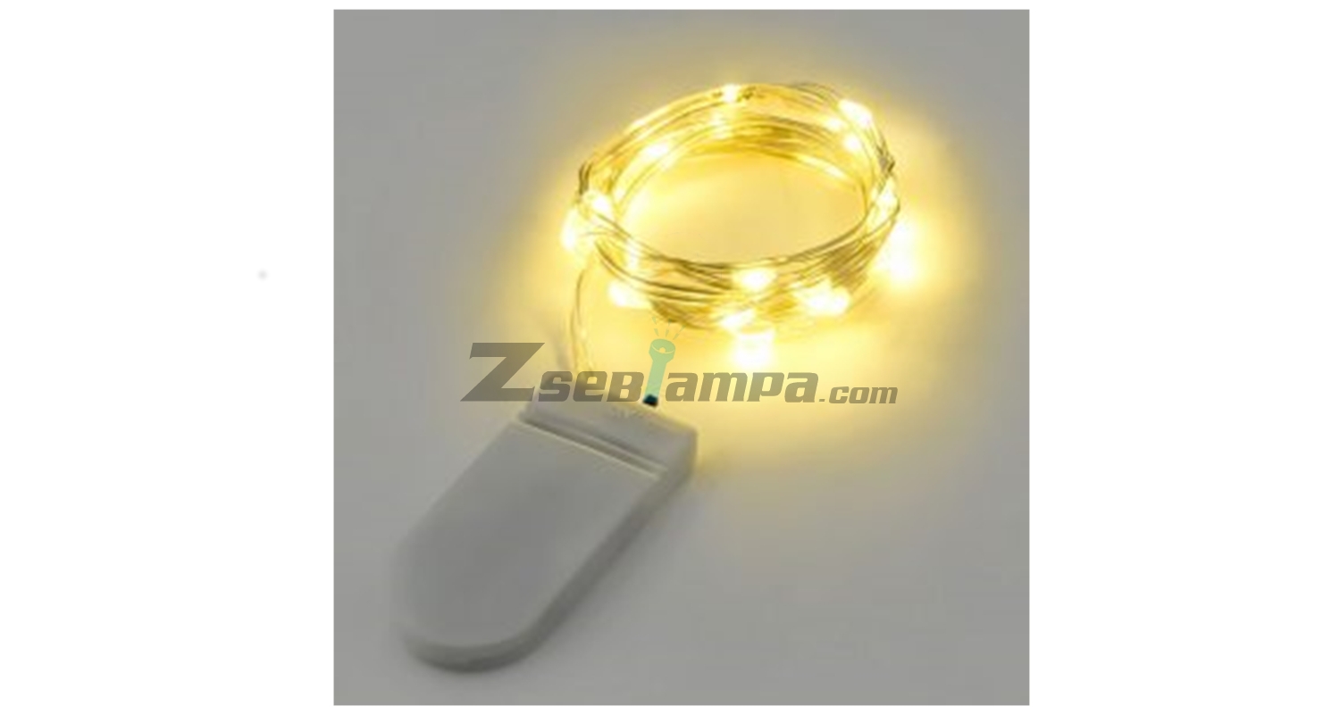 Tündérfény dekorfüzér 20 db meleg fehér fényű LED, elemes 01