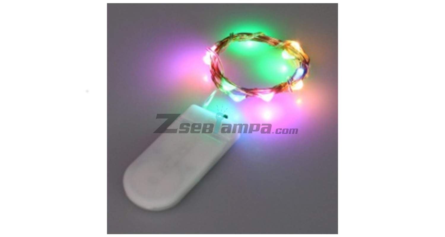 Tündérfény dekorfüzér 20 db színes fényű LED, elemes 01
